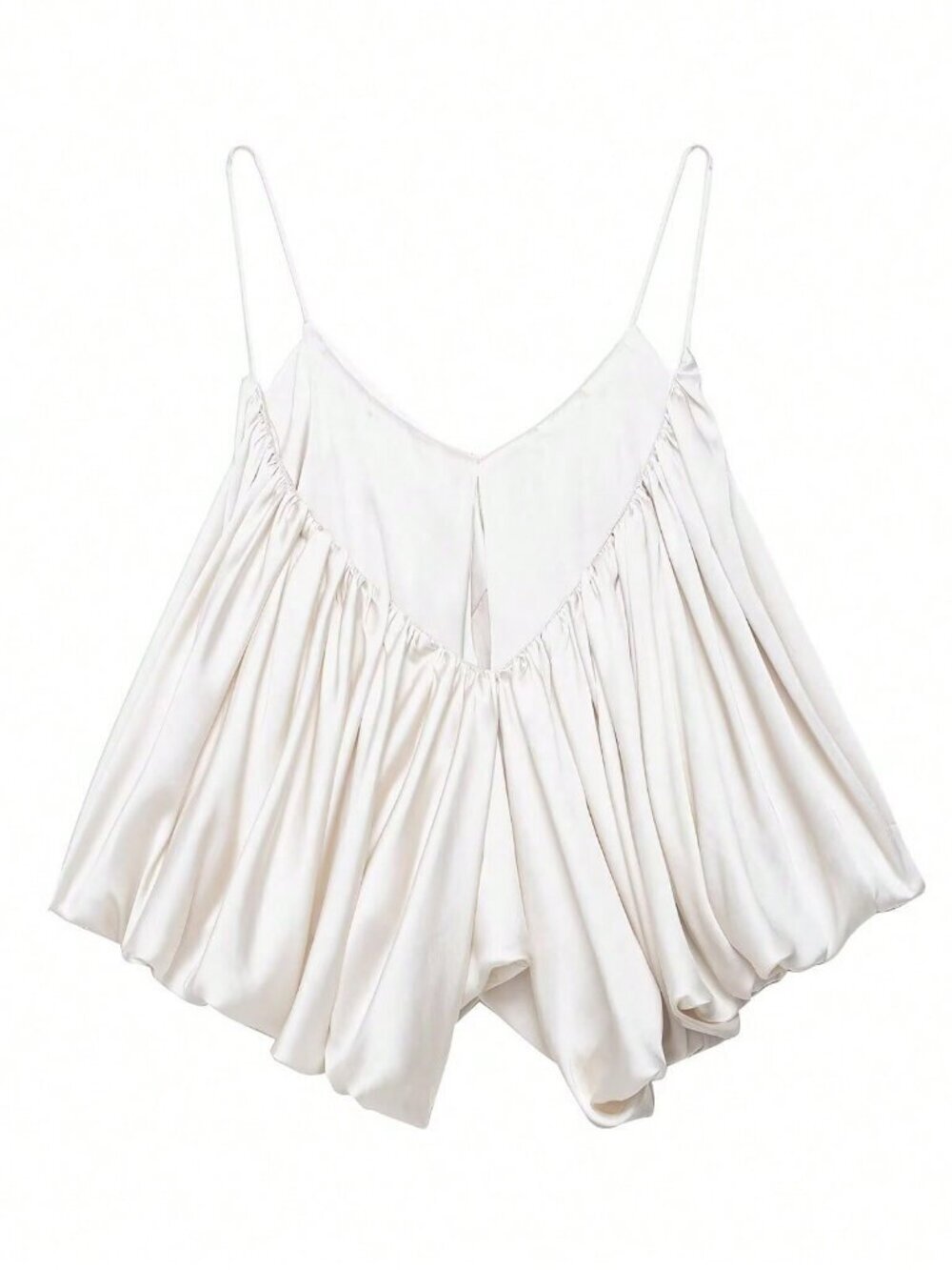 White Casual Women's Sexy Satin Draping Camisole Top - Picture 6 of 8